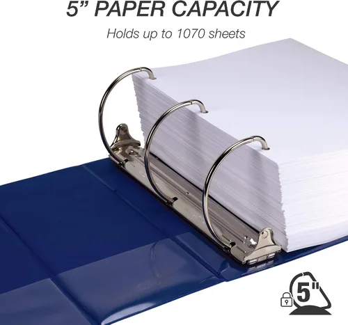 Miniatura 472 de Samsill - Carpeta duradera de 5 pulgadas, fabricada en los Estados Unidos, con anillos en D, transparente y personalizable, color blanco