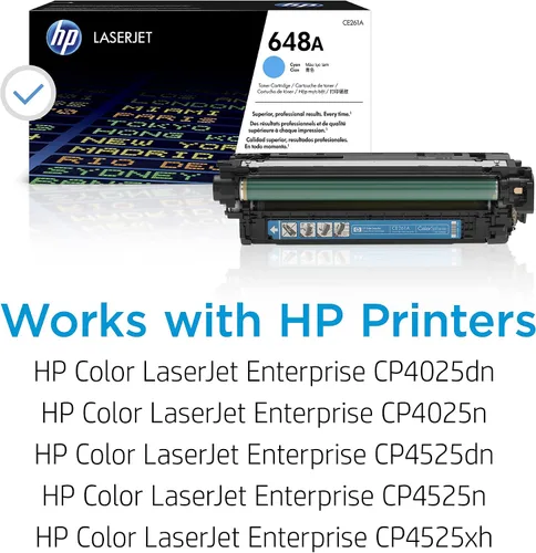 Miniatura 2 de HP Cartucho de tóner cian 648A Funciona color LaserJet Enterprise CP4025, CP4525 Series CE261A