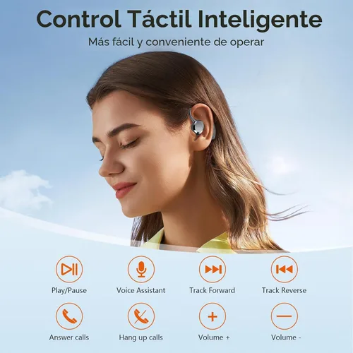 Miniatura 8 de sprtoybat Auriculares sobre la oreja con gancho, auriculares inalámbricos deportivos Bluetooth 5.4 2026, pantalla LED de 68 horas de reproducción
