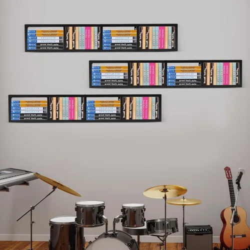Estante de almacenamiento de medios de 34 pulgadas para montaje en pared, organizador de CD y DVD, estante de metal, estante de almacenamiento en