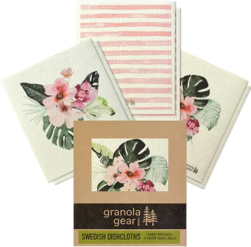 Miniatura 14 de Paquete de 6 paños suecos para cocina, hechos en Suecia, toallas de papel reutilizables, paños de esponja lavables, algodón de celulosa