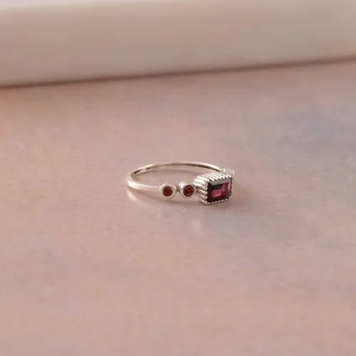 Miniatura 4 de Anillo de granate, peridoto y amatista para mujer, joyería en plata de ley 925, talla 5 a 13 de EE. UU
