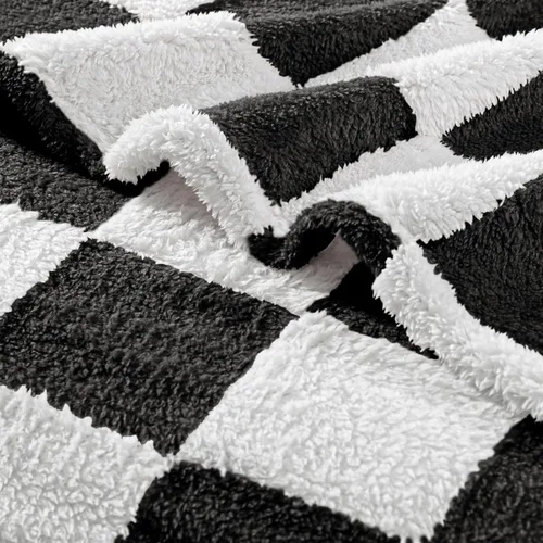 Miniatura 6 de Exclusivo Mezcla - Manta de franela super suave y cálida con diseño de vellón esponjoso, para sofá, cama, con lindo patrón a cuadros, negro, 50" x