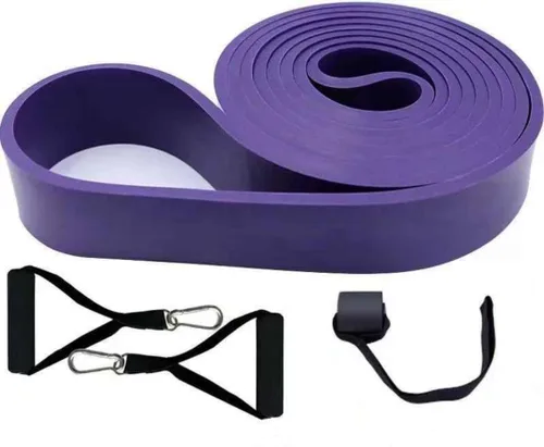 Miniatura 2 de Juego de bandas de resistencia, bandas elásticas para ejercicio con 2 asas, 1 hebilla de puerta para asistencia de dominadas, estiramiento corporal