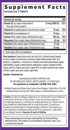 Miniatura 6 de Suplemento de calcio New Chapter - Calcio de origen vegetal para fortalecer los huesos USDA orgánico con magnesio, vitamina D3+K2, para la salud