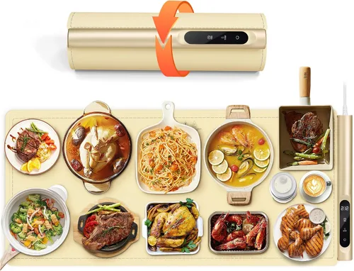 Miniatura 8 de Newise Tapete de calentamiento de grafeno mejorado para alimentos, bandeja de calentamiento eléctrico de calentamiento rápido con 6 ajustes