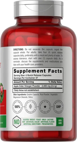Miniatura 2 de Horbäach Cápsulas de vinagre de sidra de manzana 2400 mg 150 unidades Suplemento sin OMG, sin gluten