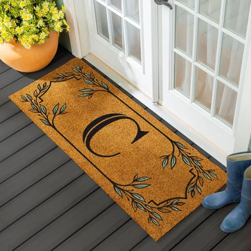 Miniatura 19 de Evergreen Flag Alfombra de puerta de fibra de coco monograma Letra B Alfombra para puerta delantera para interiores y exteriores 71x41 cm