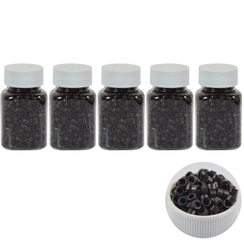 Miniatura 12 de 500 cuentas de extensiones de cabello con micro anillos forrados de silicona de 0.197 in, cuentas para extensiones de cabello con punta I