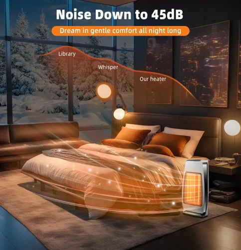 Miniatura 7 de Calentadores de espacio infrarrojos para uso en interiores, calentadores eléctricos y portátiles de 1500 W con termostato, 4 modos, temporizador