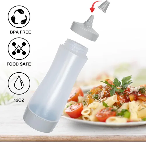 Miniatura 2 de Botella exprimidora de condimentos,Botella exprimidora de ketchup,Botella de plástico para apretar, 12 oz (gris)