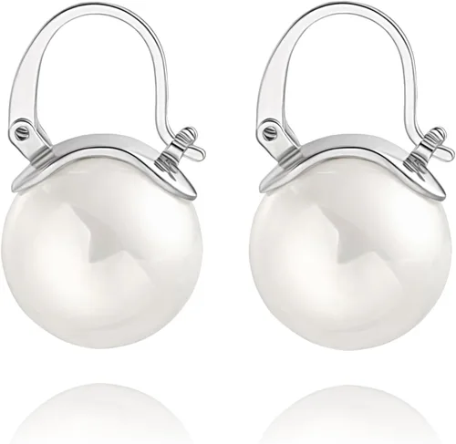 Miniatura 55 de Aretes colgantes de plata de ley 925 seleccionados a mano AAA+ de 7.5 a 0.315 in con perlas cultivadas de agua dulce blancas para mujer