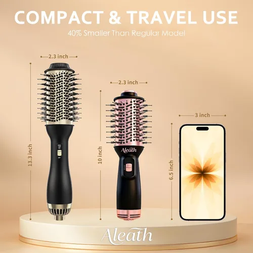 Miniatura 7 de Aleath Cepillo secador de pelo para viajes: regalos 2026 para mujeres - Pequeño cepillo de aire caliente con doble voltaje automático - Cepillo