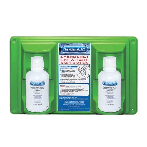 PhysiciansCare 24-102 estación de lavado de ojos y piel para montaje en pared con dos botellas de 16 oz., 16-1/2 pulgadas de largo x 3-3/4 pulgadas