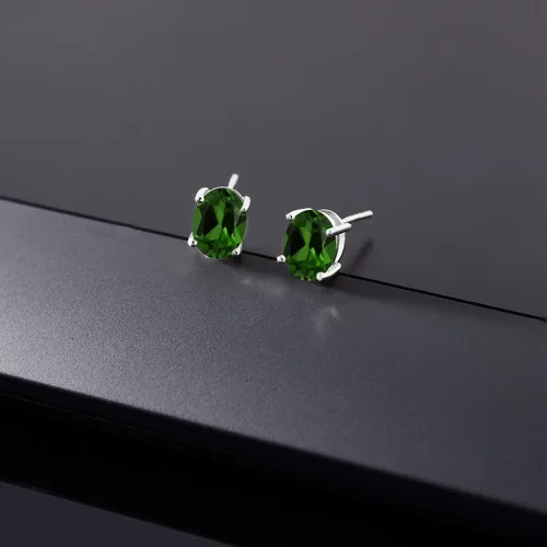 Miniatura 123 de Gem Stone King Aretes de oro de 14 quilates con piedra natal ovalada de 0.315 x 0.236 in Aretes de oro para mujer