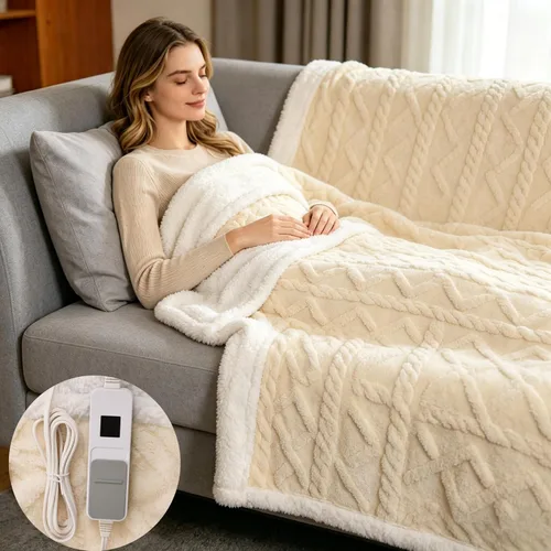 Miniatura 3 de MERRYLIFE - Manta eléctrica calentada, manta eléctrica suave y acogedora con 4 niveles de calefacción y apagado automático de 8 horas, protección