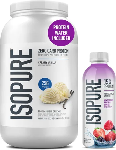 Miniatura 29 de Isopure Zero Carb 100% Proteína Pura de Suero Aislado en Polvo, Sin Lactosa, Sin Gluten, Con Vitaminas, Vainilla Cremosa, 25g de Proteína por