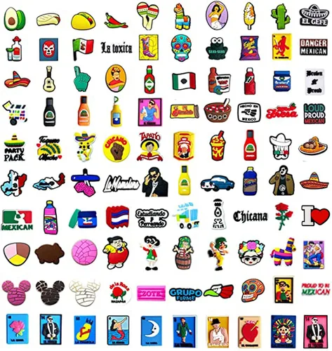 50,100,150 PCS Mexican Inspired Shoe Charms for Croc Clog Sandals, Deluxe Accessories Charms for Adults Women Men Party Favor