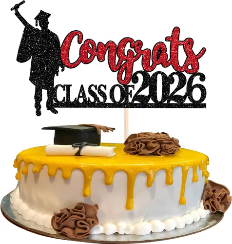 Miniatura 53 de 1 paquete de decoración para tarta de graduación para niña, con purpurina, para diploma, decoración para adultos mayores 2026, para niñas, escuela