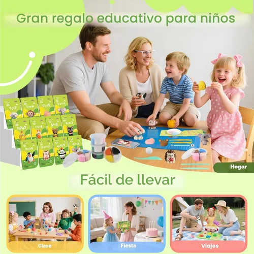 Miniatura 7 de Kit de arcilla seca al aire, 12 arcillas para modelar de animales para niños, arcilla Model Magic con herramientas de escultura y tutoriales, segura