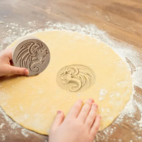 Miniatura 3 de Molde de madera para galletas, sello de galletas de madera, molde de prensa para galletas, molde de galletas 3D, molde de madera para hornear, Dragón