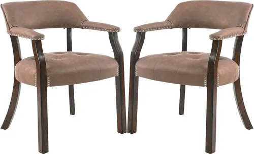 Miniatura 9 de Sillas de comedor con tapizados y brazos, silla de escritorio de oficina con remaches de metal. Sillas de capitán de jefe de PU, taburetes