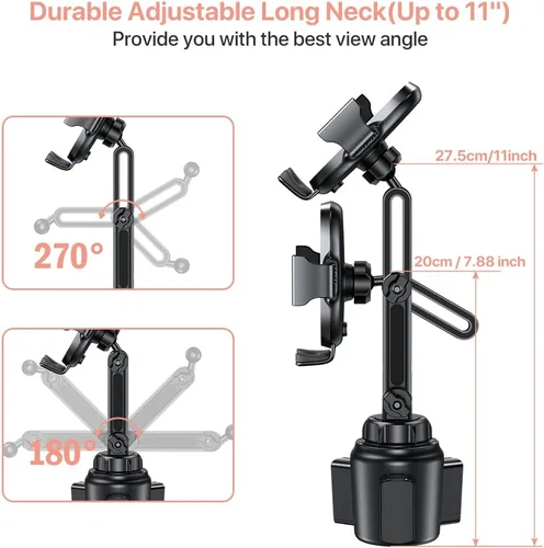 Miniatura 4 de Miracase Soporte Universal para Teléfono en Portavasos de Coche, [Versión Mejorada] Soporte Ajustable de Cuello Largo para Portavasos de Coche, Rosa