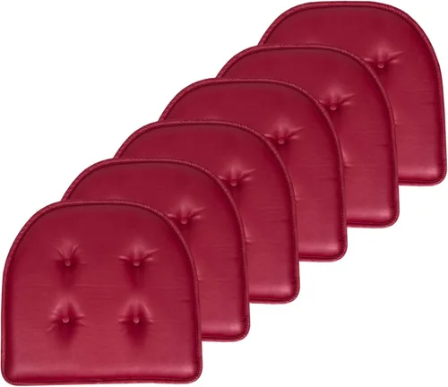 Miniatura 50 de Sweet Home Collection - Cojín de espuma viscoelástica para silla con capitoné, antideslizante, parte trasera de goma, en forma de U, 17 x 16 Piel
