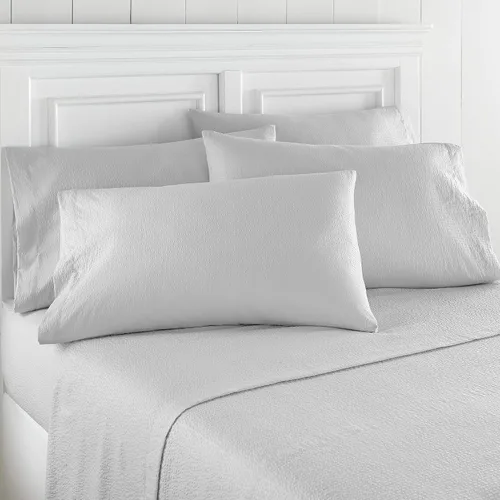 Miniatura 4 de Thermee Juego de sábanas de sirsaca con fundas de almohada adicionales, tamaño King de 6 piezas, ropa de cama transpirable y fresca, sábana bajera