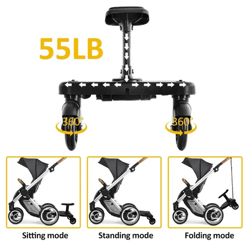 Miniatura 5 de Tabla universal para cochecito 2026 con asiento desmontable, conectores de cochecito 2 en 1 para la mayoría de cochecitos, soporta niños de hasta 55