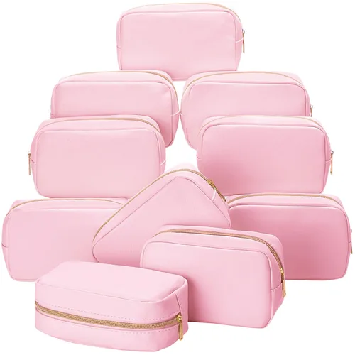Miniatura 8 de Sweetude 10 bolsas de maquillaje a granel para mujeres, regalo preparatorio, bolsa de cosméticos de piel sintética, pequeña bolsa de aseo