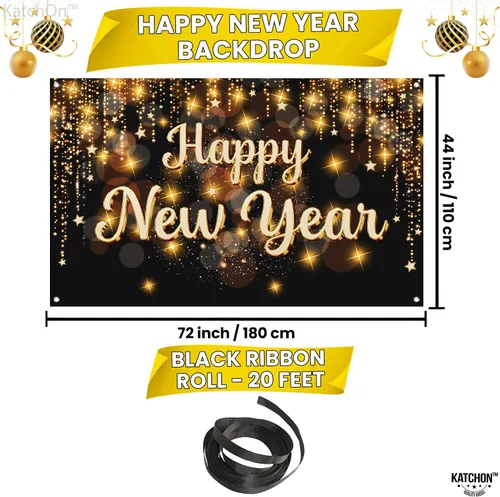 Miniatura 2 de KatchOn, Banner de Feliz Año Nuevo 2026 - XtraLarge 72x44 Pulgadas Telón de Fondo de Feliz Año Nuevo para Decoraciones de Año Nuevo 2026 Banner