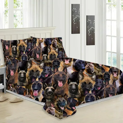 Miniatura 2 de Juego de funda de edredón de Malinois belga, juego de ropa de cama decorativo de 3 piezas con 2 fundas de almohada, funda de edredón suave, juego