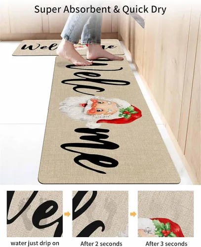 Miniatura 4 de Tapete de baño de Santa para bañera, antideslizante, de secado rápido y absorbente, tierra de diatomeas, fregadero de ducha para dormitorio, cocina
