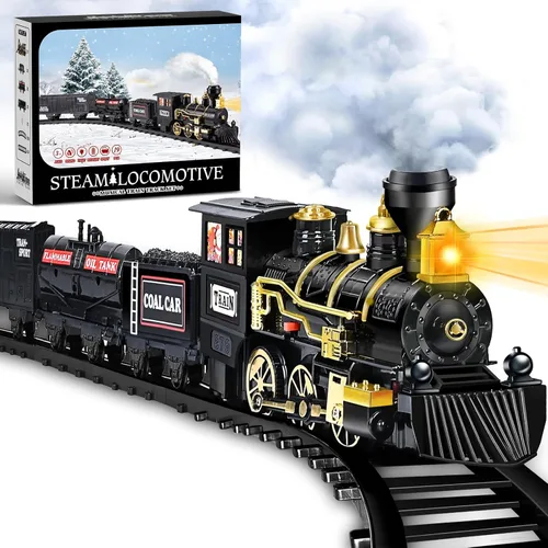 Miniatura 9 de Shemira Juego de tren de Navidad, juguetes de tren para niños y niñas, tren de juguete con humo ligero y sonido, juego de tren de vapor