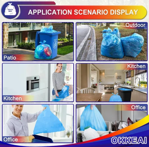 Miniatura 6 de OKKEAI Bolsas de basura azules de 8 galones para cocina, bolsas de basura fuertes de 30 litros, bolsas de basura medianas para papeleras en casa