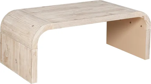 Miniatura 7 de Mesa de centro de madera para sala de estar, mesa de centro de artesanía vintage de granja, mesa de centro curvada de diseño Art Deco, mesas de té