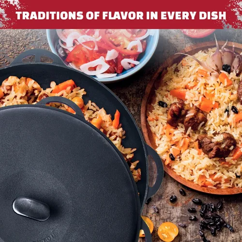Miniatura 7 de Olla de horno holandés con tapa Syton de 12.5 cuartos (12 L) - Horno holandés de camping - Juego de utensilios de cocina de hierro fundido - Hierro