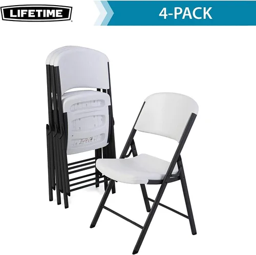 Miniatura 4 de Lifetime Silla plegable contorneada de grado comercial, color blanco (paquete de 4)