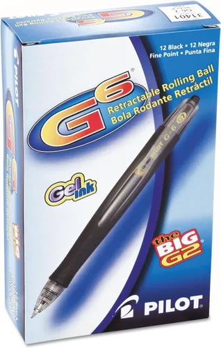 Miniatura 2 de Pilot Bolígrafos G6, bolígrafos de gel de alta calidad, recargables y retráctiles, punta fina, 0.028 in, tinta negra, paquete de 12 (31401)