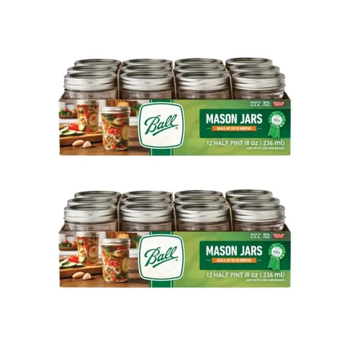 Miniatura 8 de Ball Mason, Frascos de mermelada con tapas y bandas, Set de 12 unidades de 4 oz, 4 onza, Transparente