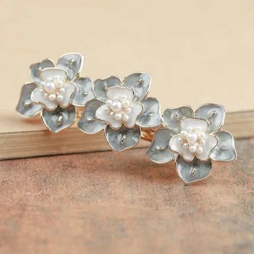 Miniatura 4 de Pinza para el pelo de perlas para mujeres y niñas, pasador de pelo de perla con flor de perla artificial, accesorios decorativos para el peinado