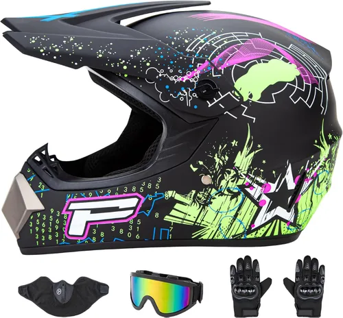 Miniatura 14 de CARTMAN Casco para adultos de bicicleta de tierra, casco de motocicleta de cara completa aprobado por el DOT, mate negro y amarillo para motocross