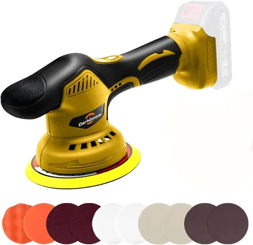 Pulidora inalámbrica de 6 pulgadas con 8 discos para pulir, se adapta a la batería Dewalts de 20 V y 6 velocidades variables de 2200 RPM a 5500 RPM
