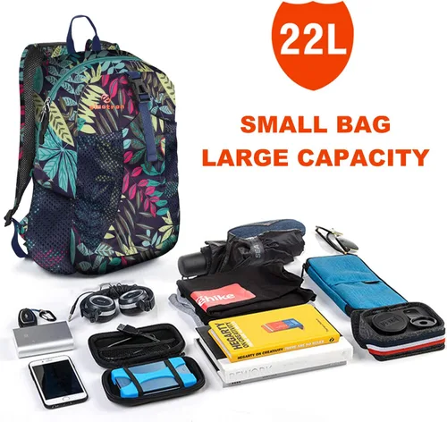 Miniatura 6 de Sinotron - Mochila de senderismo ligera y plegable de 22 l, mochila pequeña de senderismo, mochila de día para mujeres, hombres, viajes, camping