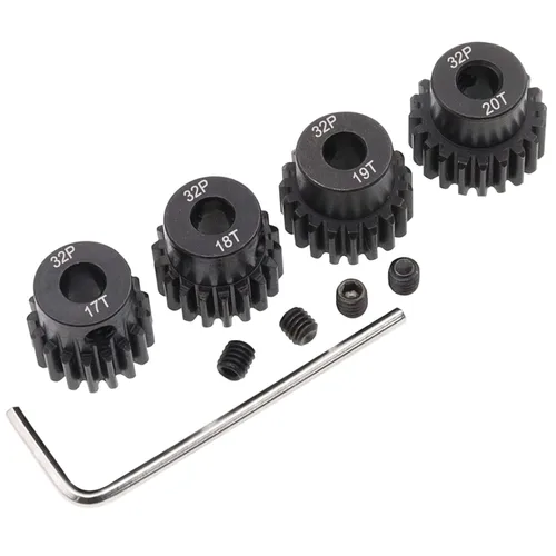 Miniatura 5 de Juego de 4 engranajes de piñón de acero metálico 32P 0.197 in 17T 18T 19T 20T con llave hexagonal para autos RC (compatible con paso métrico de 0.8)