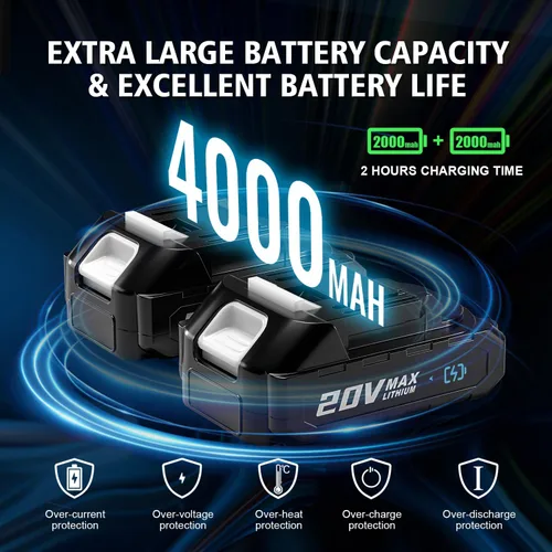 Miniatura 4 de Mini motosierra inalámbrica de 6 pulgadas con 2 baterías alimentada por 40V sierra eléctrica de cadena con bloqueo de seguridad, motosierra pequeña