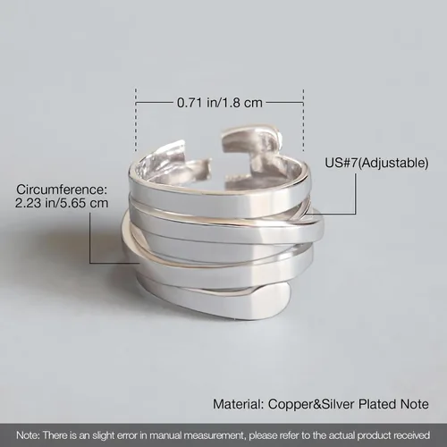 Miniatura 178 de Anillo de plata de ley 925, minimalista, ajustable, hecho a mano, para mujeres y niñas