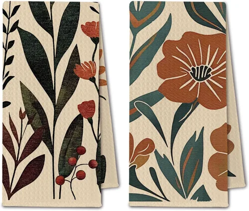 Miniatura 12 de Toallas de cocina abstractas bohemias, color beige y negro, Groovy 70, estilo botánico, retro, paño de secado para cocina, toallas de mano modernas