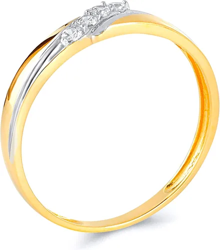 Miniatura 6 de Anillo de compromiso de oro amarillo de 14 quilates y alianza de boda para mujer.